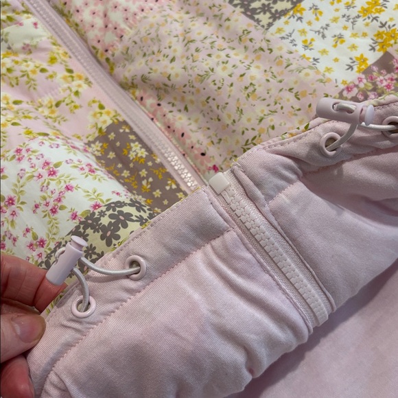 THREAD & SUPPLY quilted pastel vest floral patchwork full zip pockets pink large - Picture 7 of 15